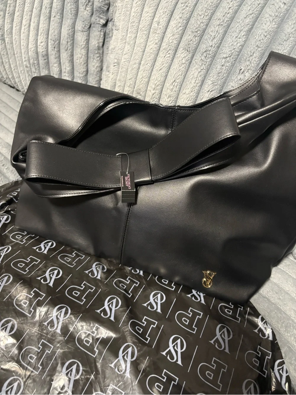 Victoria's Secret Black Bow-Top Tote